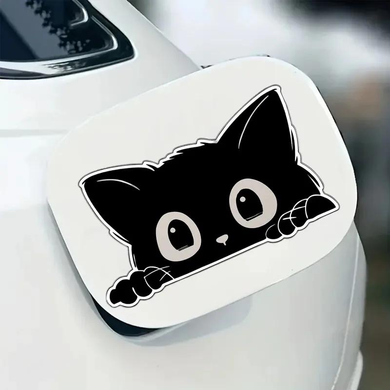 1/2pcs PVC Car Sticker Poor Cat Is Stealing with Big Eyes Watch Vinyl Car Styling Cover Waterproof Decals Interior Accessories