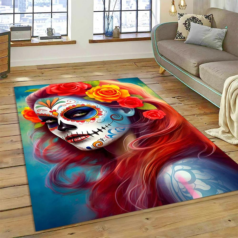 Horror czaszka dziewczyna martwa gotycka nieumarła kobieta dywan dywan dla domu salon sypialnia Sofa wycieraczka wystrój, dywanik dziecięcy mata antypoślizgowa