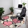 1pc Heart Print Chair Carpet for Office, Round Polyester Mat, Indoor Decor for Office, Easycare Fabric, Washable Non-slip Area Carpet