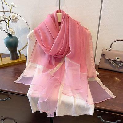 Women'S Spring Summer New Solid Color Imitated Silk Scarf Seaside Holiday Sunscreen Shawl Keep Warm Decorative Thin Silk Scarf