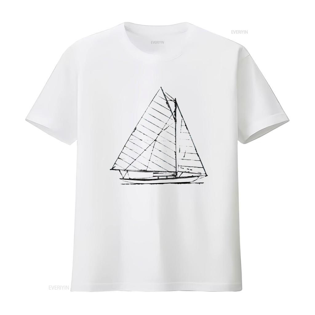 Womens Sailboat Nautical Design Sketch Sailing T Shirt Vintage Washed Streetwear Breathable Soft Fashion Graphic Versatile