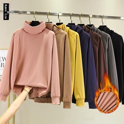 Women's High-Neck Loose Sweatshirt - German Velvet, Thickened Long-Sleeved Warm Pullover for Autumn and Winter, Korean Style Top