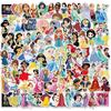 50 100Pcs Kawaii Mixed Disney Anime Princess Stickers Cute Ariel Belle Snow White Cartoon Decal Laptop Phone Luggage Sticker Toy