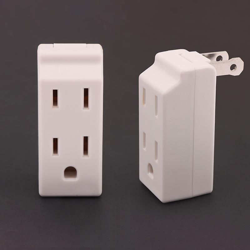 3 In 1 American Standard Power Plug Adapter Nema 1-15P Male To Female 125 Degree Rotation Us 2 Pin To 3 Pins Socket