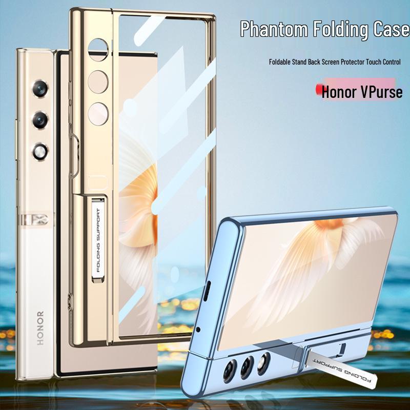 Honor V Purse Foldable Phone Case: Transparent TPU Silicone, Stand Feature, Anti-fall Protection.
