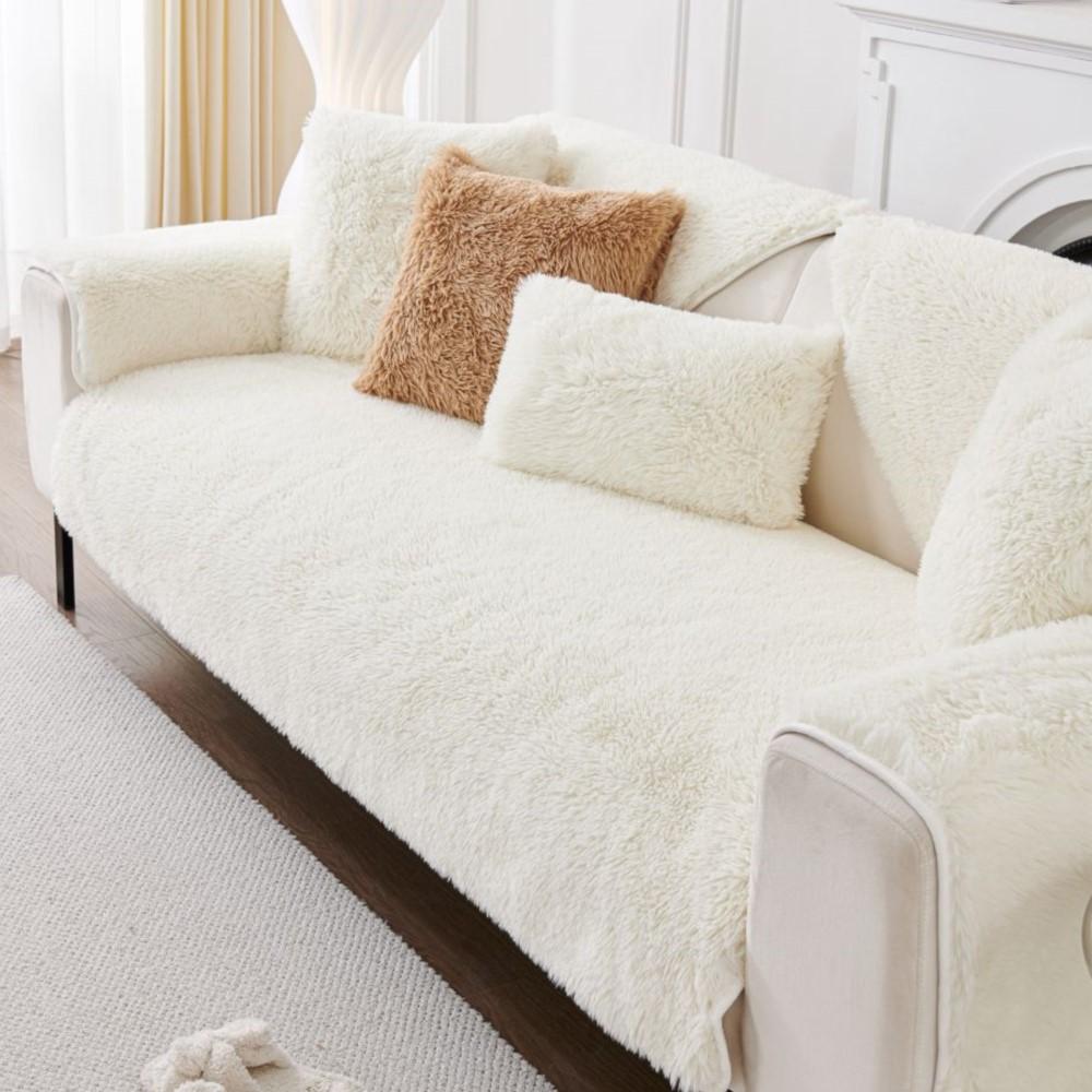 Solid Color Sofa Covers for Living Room Anti-Slip Dustproof Sofa Covers Universal Washable Sofas Plush Sofa Cushion Mat