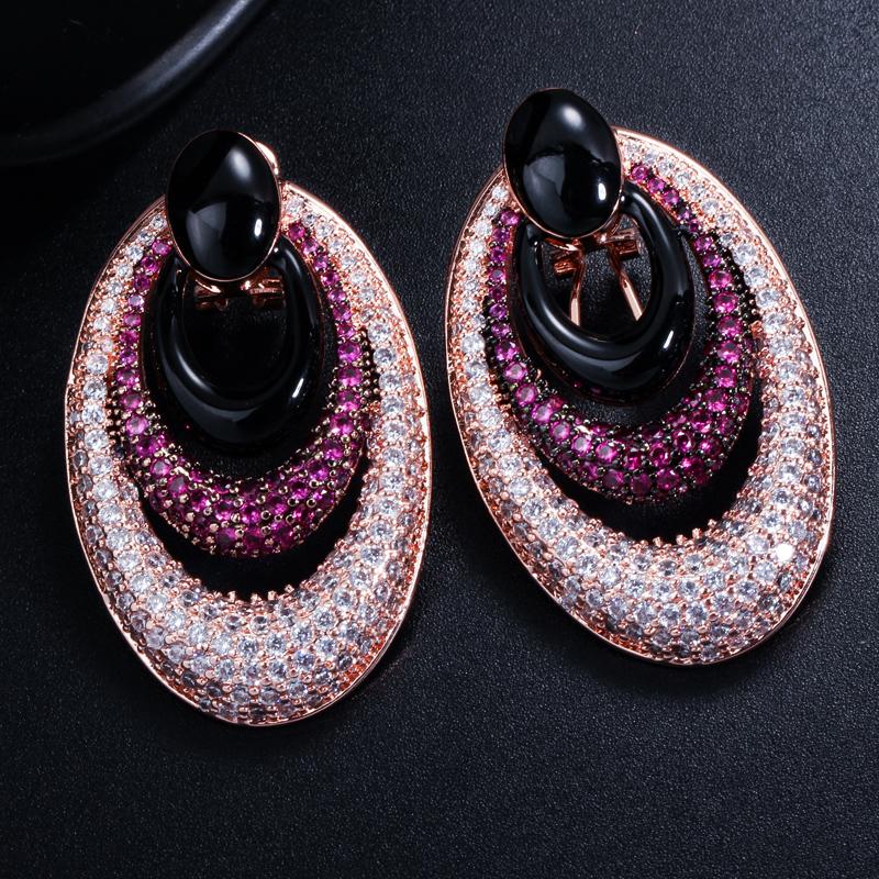 CMM Luxury Tiny Cubic Zirconia Black Rose Gold ColorDrop Earrings