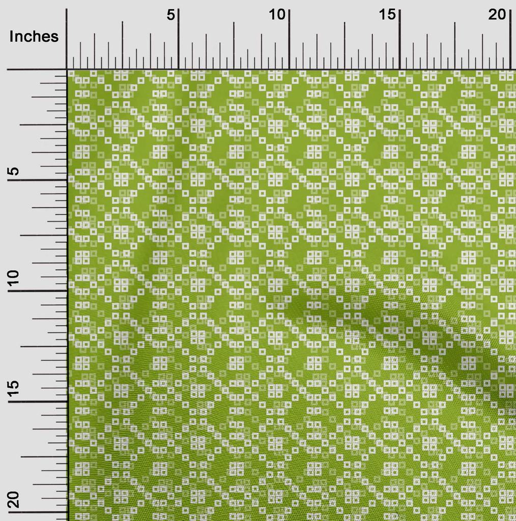 oneOone Cotton Flex Green Fabric Geometric Bandhani Fabric For Sewing Printed Craft Fabric By The Yard 40 Inches