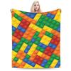Warm Soft Flannel Blanket for Kids  Travel Throw for Bed Couch Sofa  Childrens Diagonal Design Blanket  Bricks Blocks Pattern Be