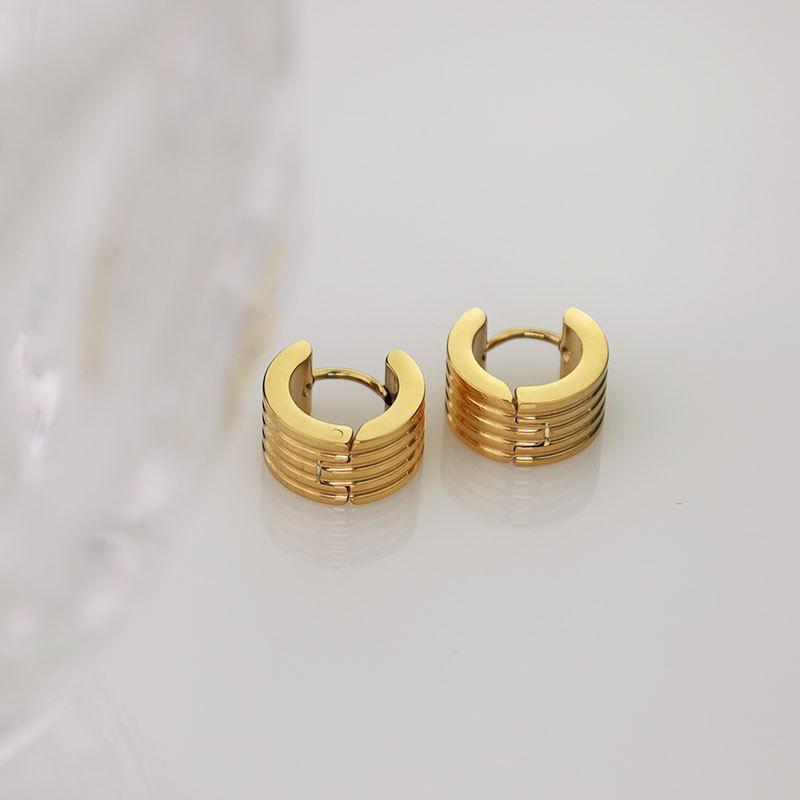 Electric Stripe Simple Earrings Premium Sense 18K Titanium Steel Earrings Niche Design Earrings Women