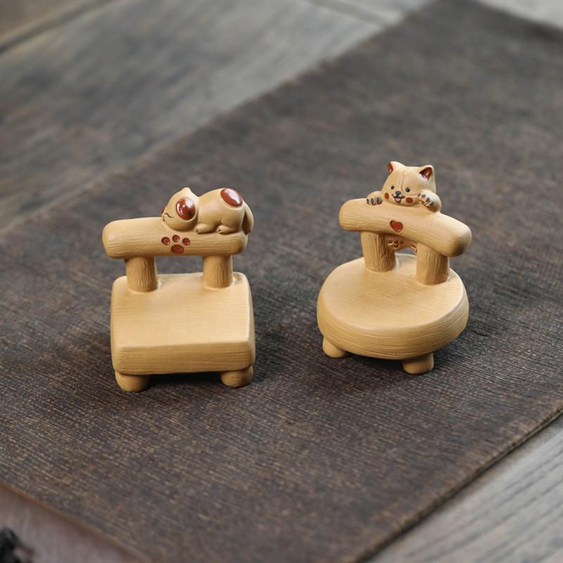 Yixing Purple Clay Tea Pet Creative Handmade Chair Model Ornaments Desktop Decors Crafts Chinese Zisha Tea Set Decoration