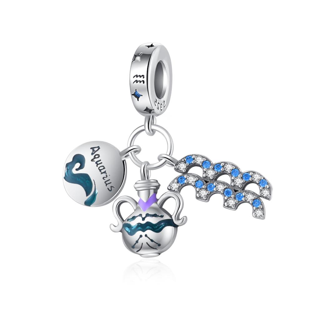 New Copper Charm Cartoon Series Of Twelve Zodiac Signs Diy Fine Bead Fit Original Pendant Charms Bracelet For Women