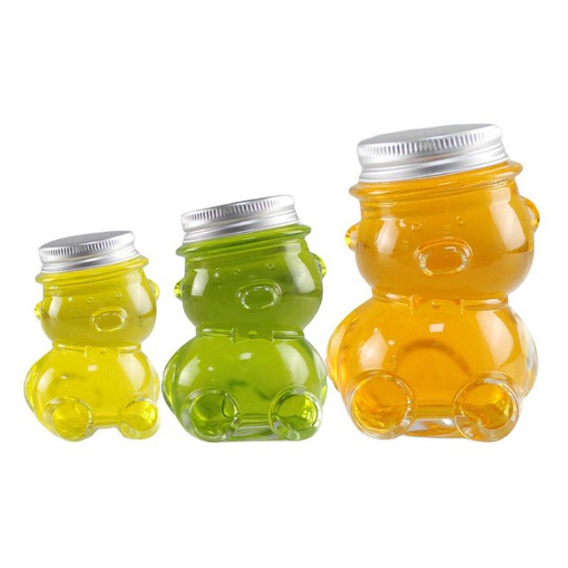 Tilted Bear Glass Bottle For Coffee Concentrate Milk Juice Leakproof Bottle With Lid Mason Jar Portable Empty Jar