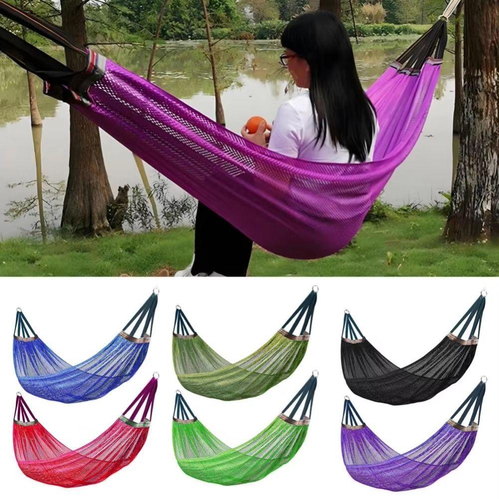 Breathable Ice Silk Hanging Bed Cooling Outdoor Camping Swing Simple Mesh Hammock  Garden