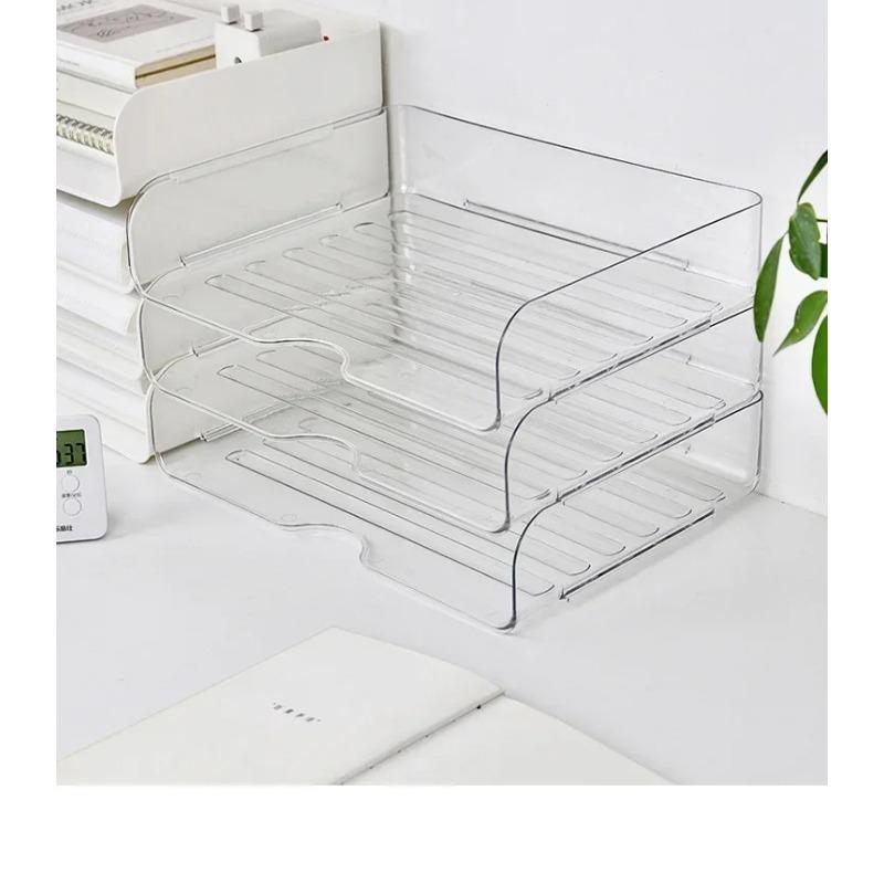 Enkel Stil Multifunktionell Robust Förvaringslåda Skrivbordsfilorganisatör Stapelbar Förvaringsbricka A4 Pappersställ Skrivlåda Bokhylla