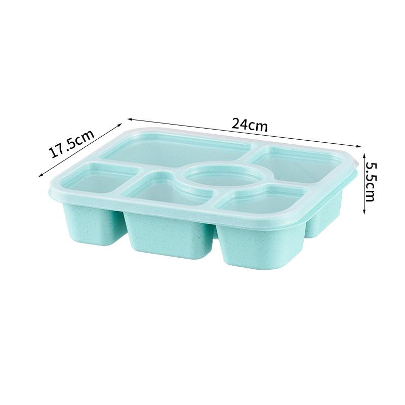 

Шестисекционный ланч-бокс из пшеницы, контейнер для закусок с крышкой из пшеничной соломы, контейнер для хранения фруктов, тарелка для закусок/сухофруктов, ланч-бокс для закусок зелёный