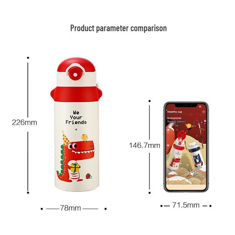 FUGUANG Children s Insulated Straw Cup with Three Lids