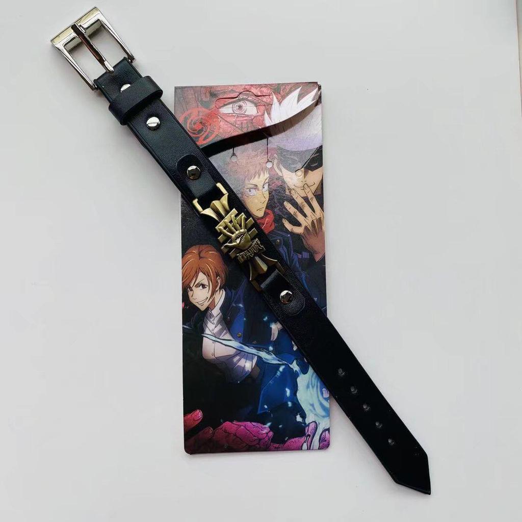 Anime Mix Faux Leather Bracelet: Attack on Titan, Naruto, Jujutsu Kaisen, Demon Slayer, Fairy Tail, Death Note.