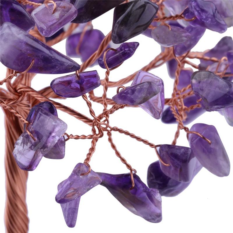 Mini Crystal Money Tree Copper Wire Wrapped Agate Slice Base Healing Gemstone Yoga Feng Shui Trees Home Decor A Easy Install