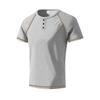 Mens Casual Summer Waffle Raglan Short Sleeve Henley T Shirt