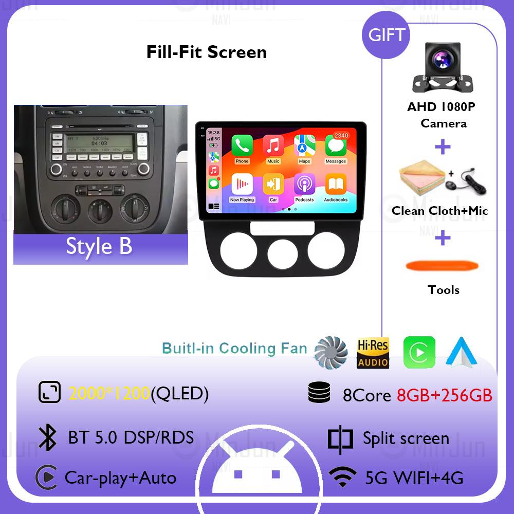 2K Screen Android 14 Car GPS Radio Multimedia For Volkswagen Jetta 5 2005 - 2010 Car Radio Multimedia Video Player Navigation