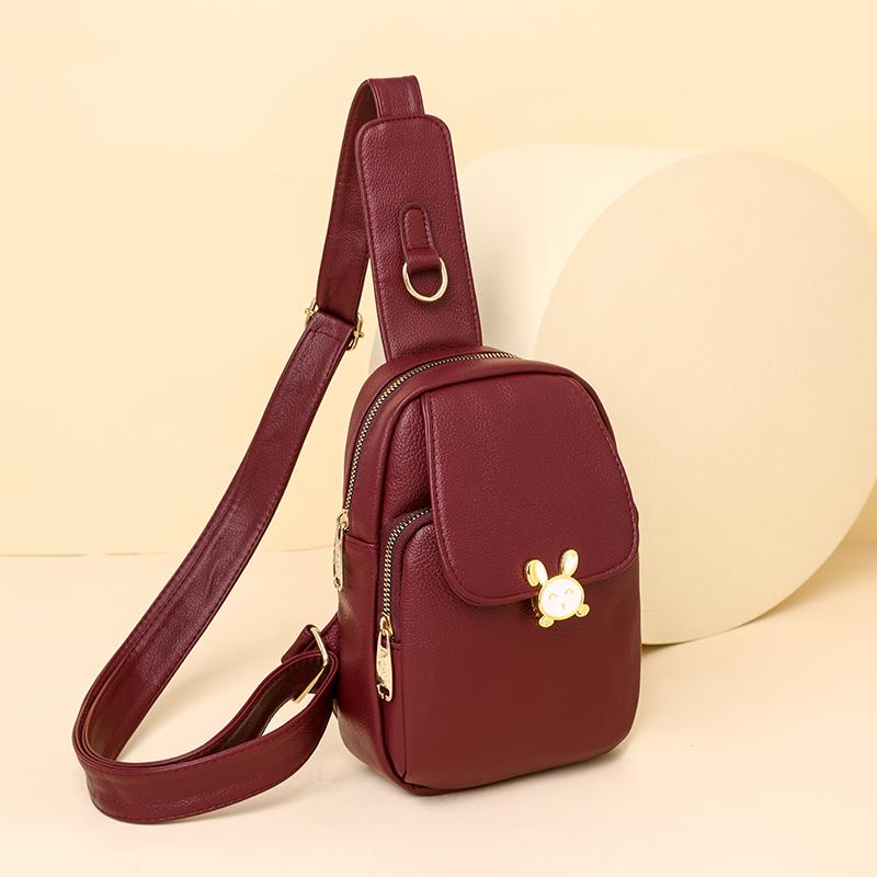 Женская сумка нагрудная сумка с отверстием для гарнитуры женская многофункциональная противоугонная сумка на одном ремешке модная сумка через плечо красный 1826₽