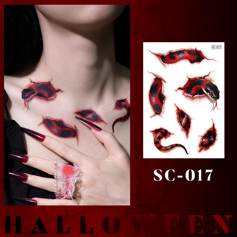 Waterproof Halloween Tattoo Stickers: Realistic Scars, Veins, and Cracks for Face and Arms