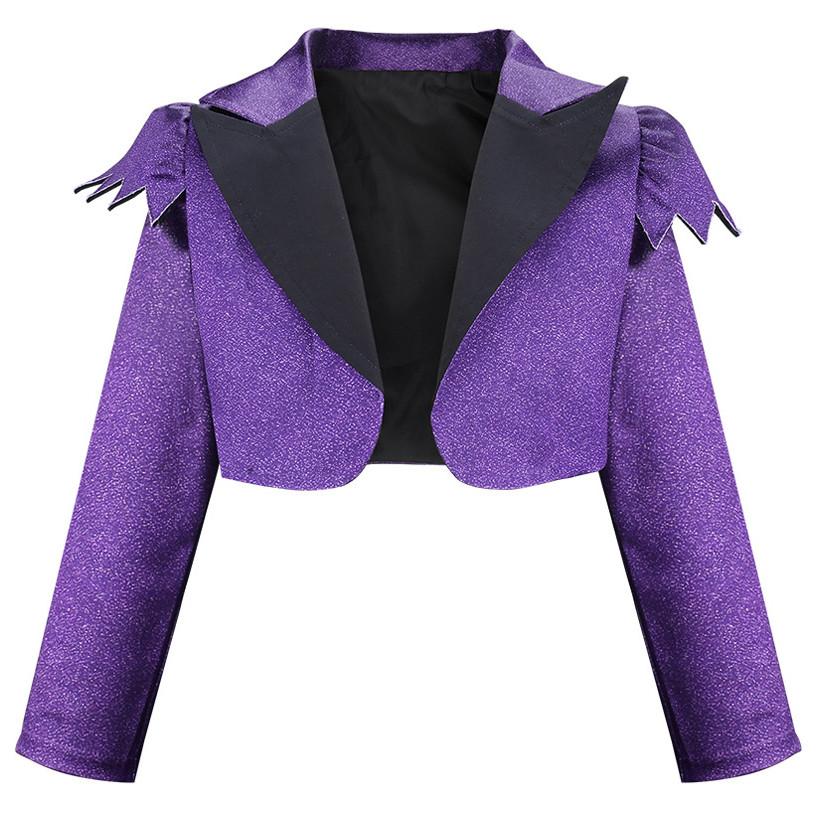 Kids Girls Teenage Vampire Purple Long Sleeves Dress Jacket Coat Set Outfit Halloween Cosplay Costume