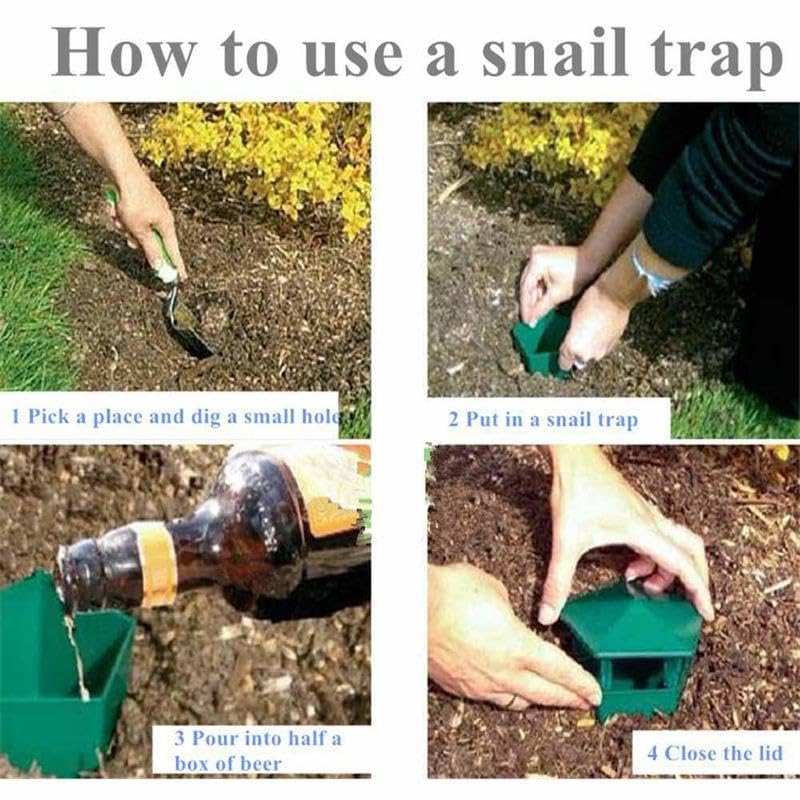 Slug Trap 5 Pack Reusable Plastic Beer Trap for Garden - Eco-Friendly Snail Catcher with Weatherproof PP Design for Farm Pest Control