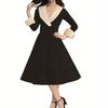 Christmas women's temperament elegant dress dress long sleeve fur collar sexy low cut dress