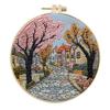 1pc House and Tree Landscape Embroidery DIY Fabric Craft Kit with Tools