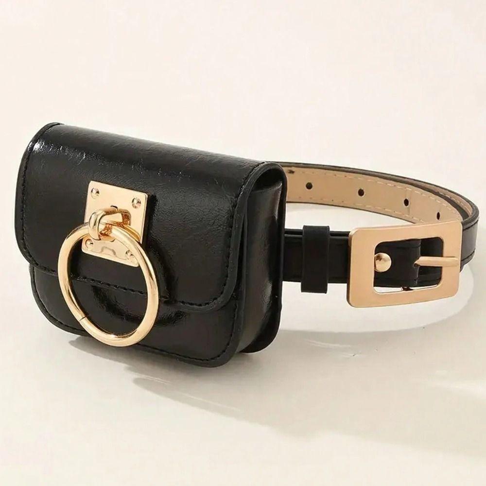 

PU Leather Women Vintage Belt Bag New Black Travel Waist Purse Metal Buckle Belts Punk Square Heart Y2K Style Gothic Fanny Packs бежевый