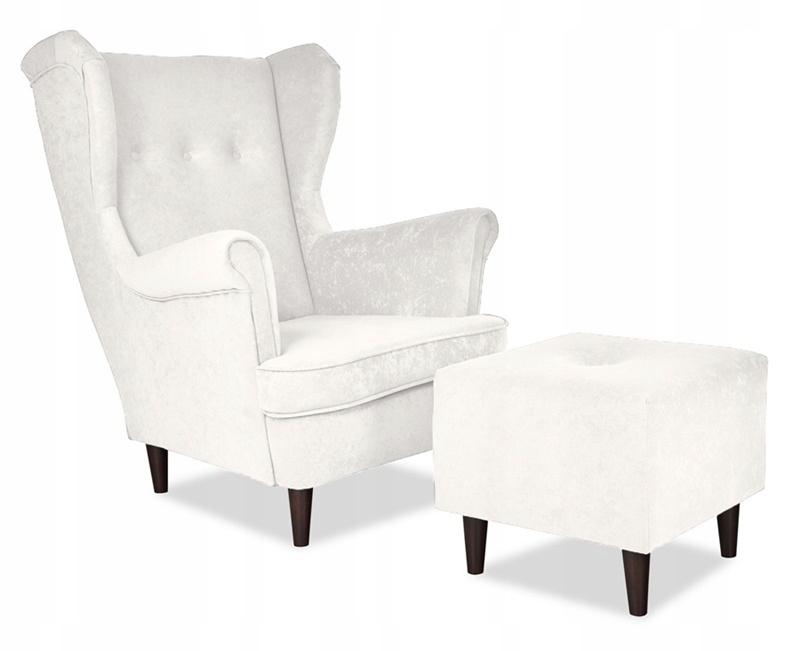 Fotel uszak ARI skandynawski Family Meble brudna przetarta biel inny