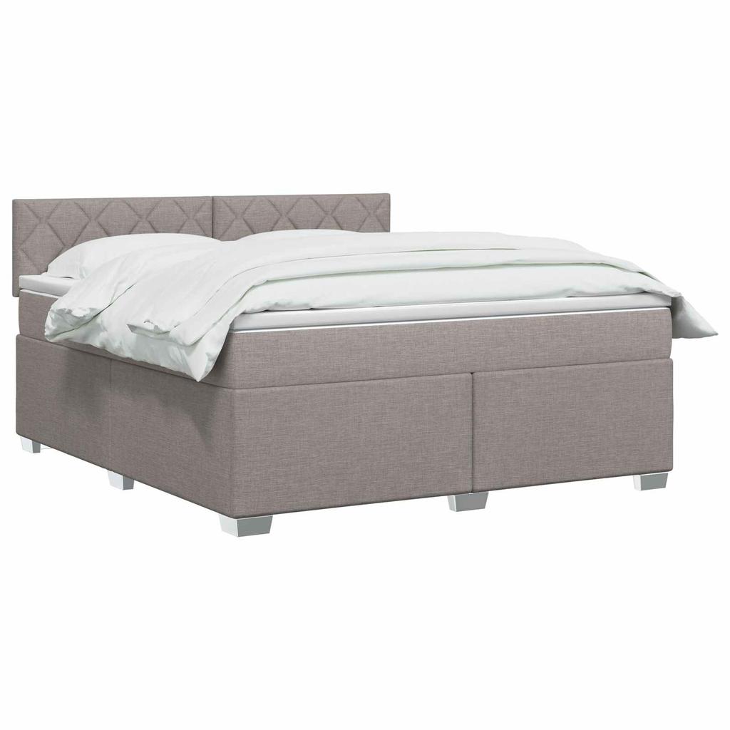 Box Spring Bed with Mattress Taupe 160 X 200 Cm Fabric
