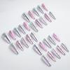 Cross-Border Shimmer Silver Gradient Aurora Blush Nail Stickers - 30 Pieces, Long Pointed, 3D Light Luxury Design.