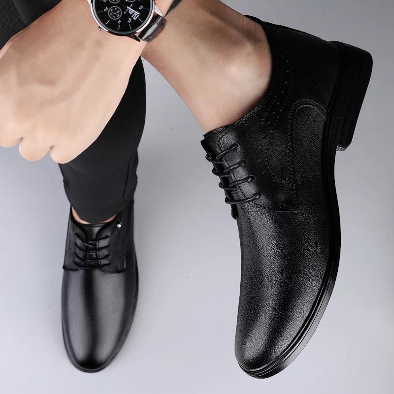 British Luxury Men Classic Business Formal Shoes High Quality Retro Genuine Leather Oxford Dress Shoes Male Warm Winter Shoes