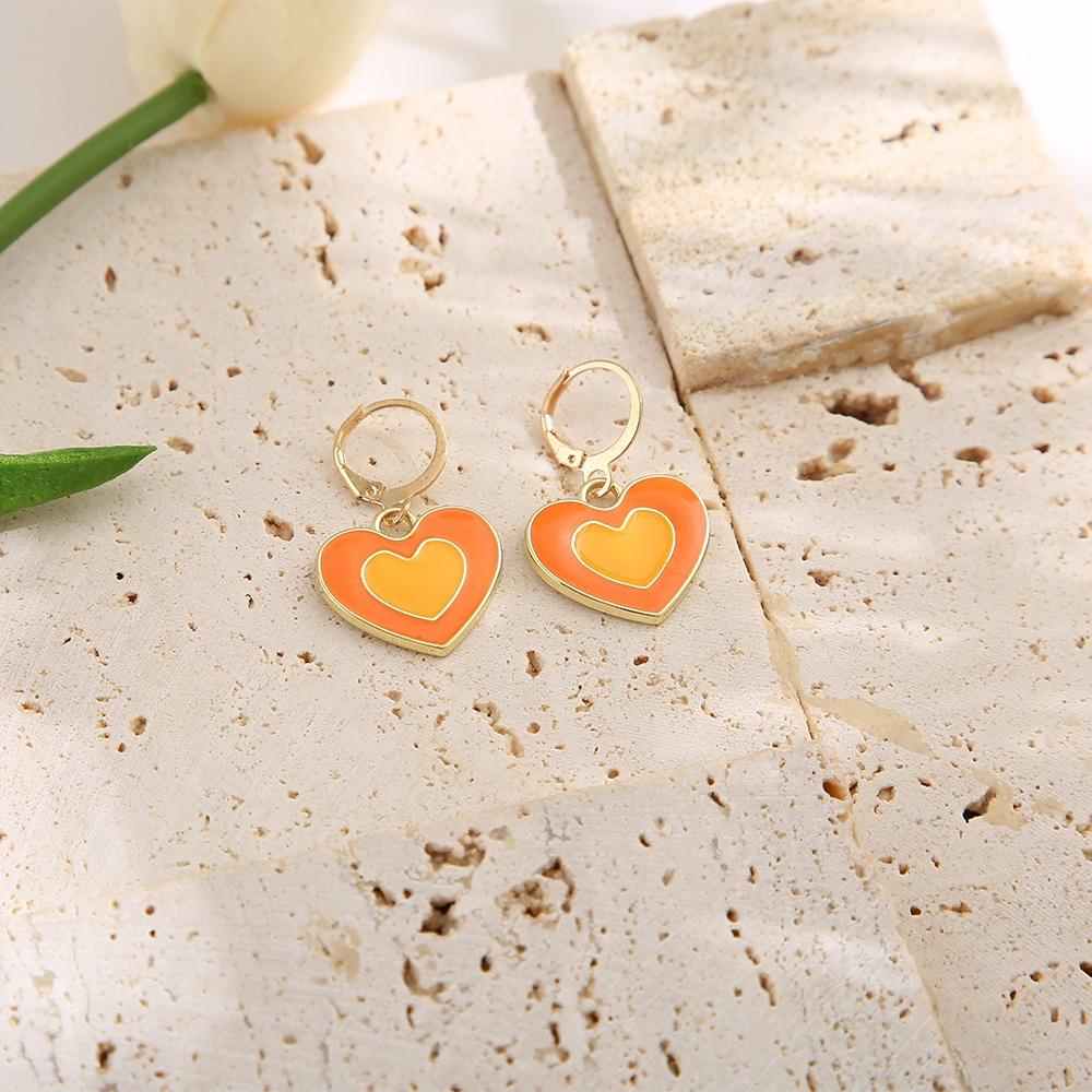 iF ME Einfache Creolen tropfen Öl Doppel Herz Anhänger Ohrring Zubehör Schmuck