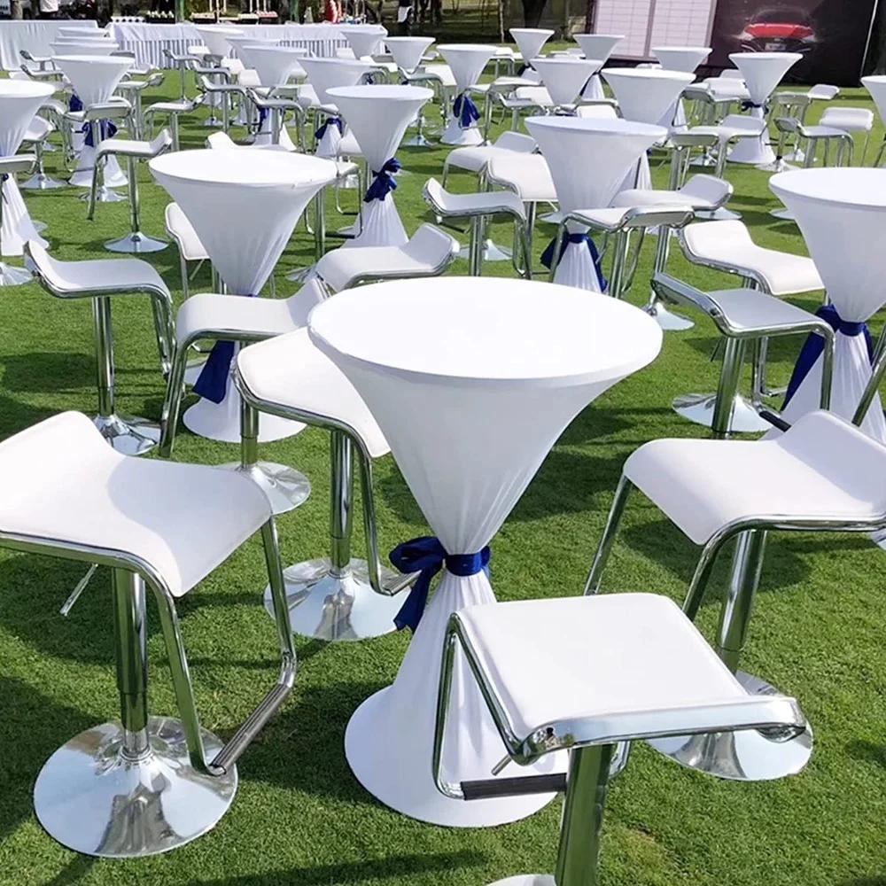 Cocktail Round Tablecloth L Spandex Stretch High Top Round Table Cover for Wedding Banquet Birthday Outdoor Party Bar Fair Table