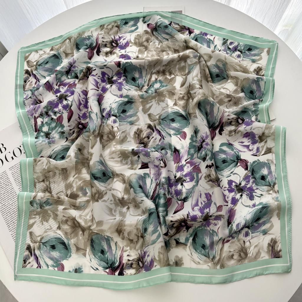 Luxury Satin Chain Printed Square Scarf Elegant Thin Breathable Decorative Neck Scarves Windproof Headscarf For Women