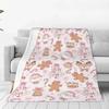 Pink Christmas Gingerbread Man Throw Blanket Soft Warm Flannel for Couch, Bed, Office, and Travel - Perfect Gift for All Season