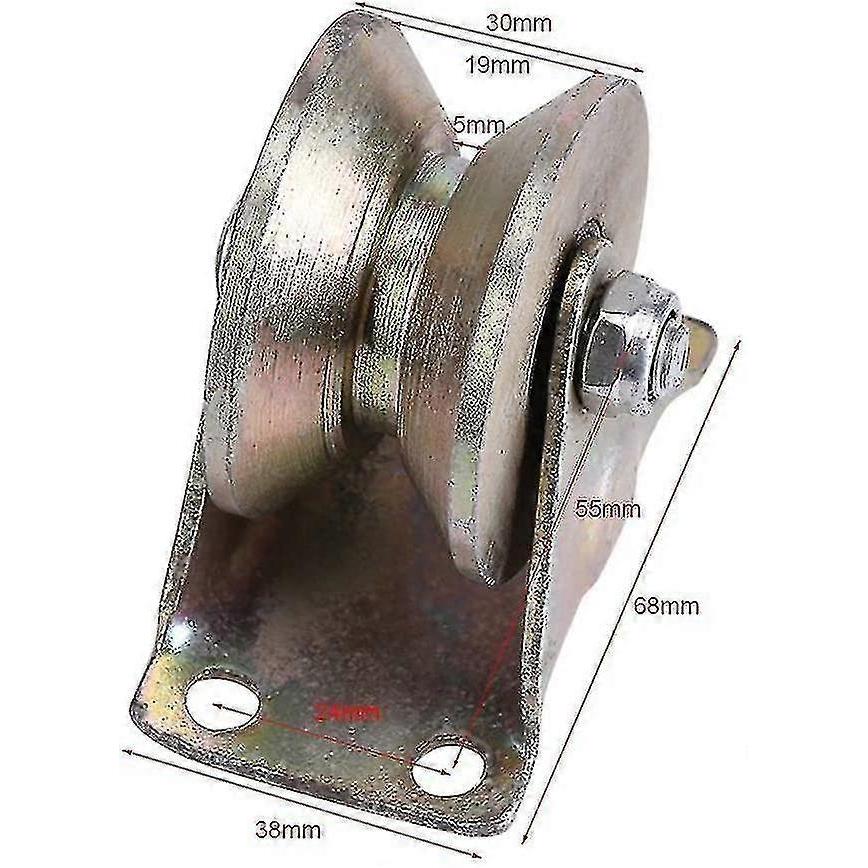 2 Pcs 2 Inch Steel Sliding Gate Roller V Shaped Wheel Track Rail Sliding Door Roller With Bracket--