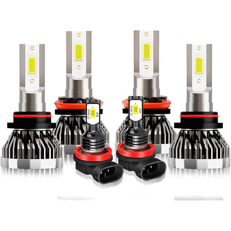 Compatible For Ford F150 2015 2016 2017 2018 Bulbs, 9005 High Beam + H11 Low Beam + 9140 Fog Light Bulbs Combo, 600% Brightness 6500K White, Plug
