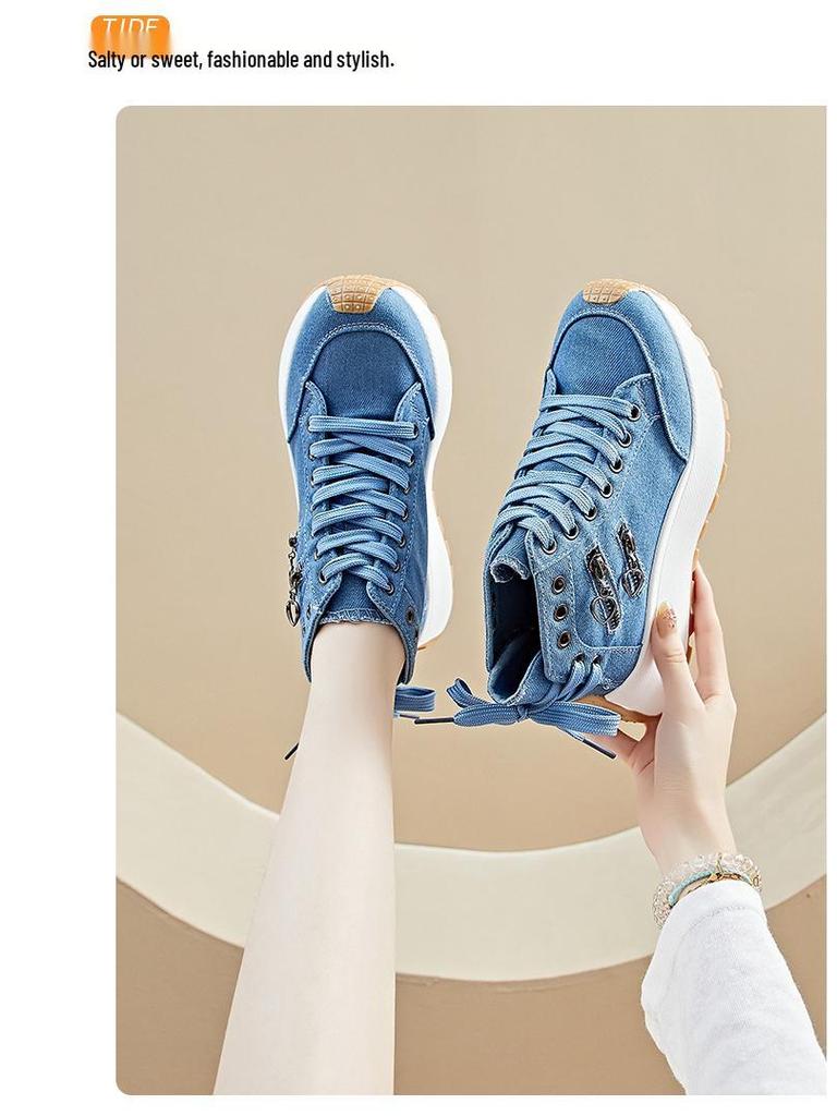 Korean Style Women's Dad Shoes - 2025 Autumn, Thick Sole, Height Increasing, Street Style Casual Sneakers (WF2001)