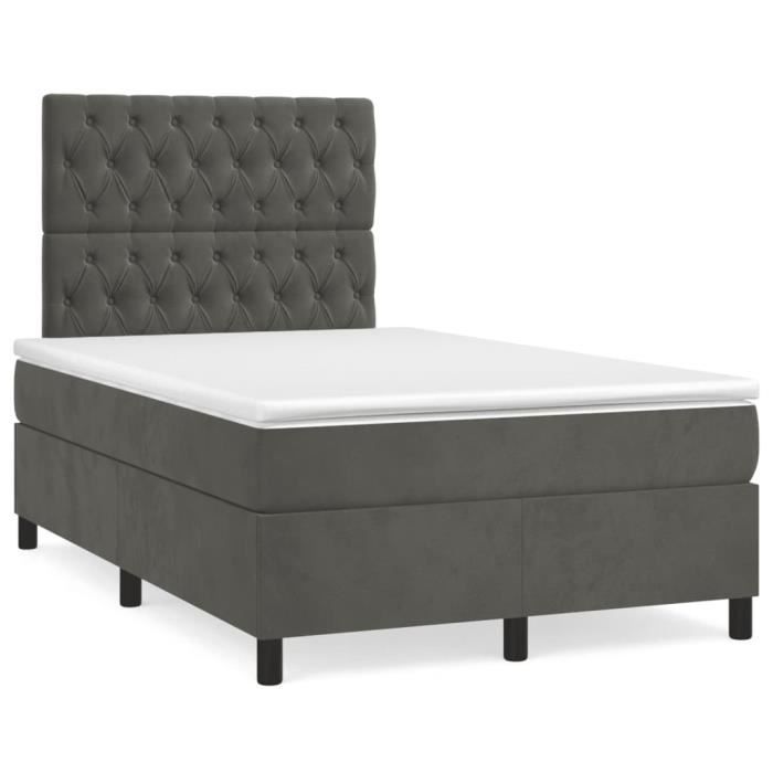 3143194 vidaXL Divan Bed and Mattress Dark Grey 120x200cm Velvet