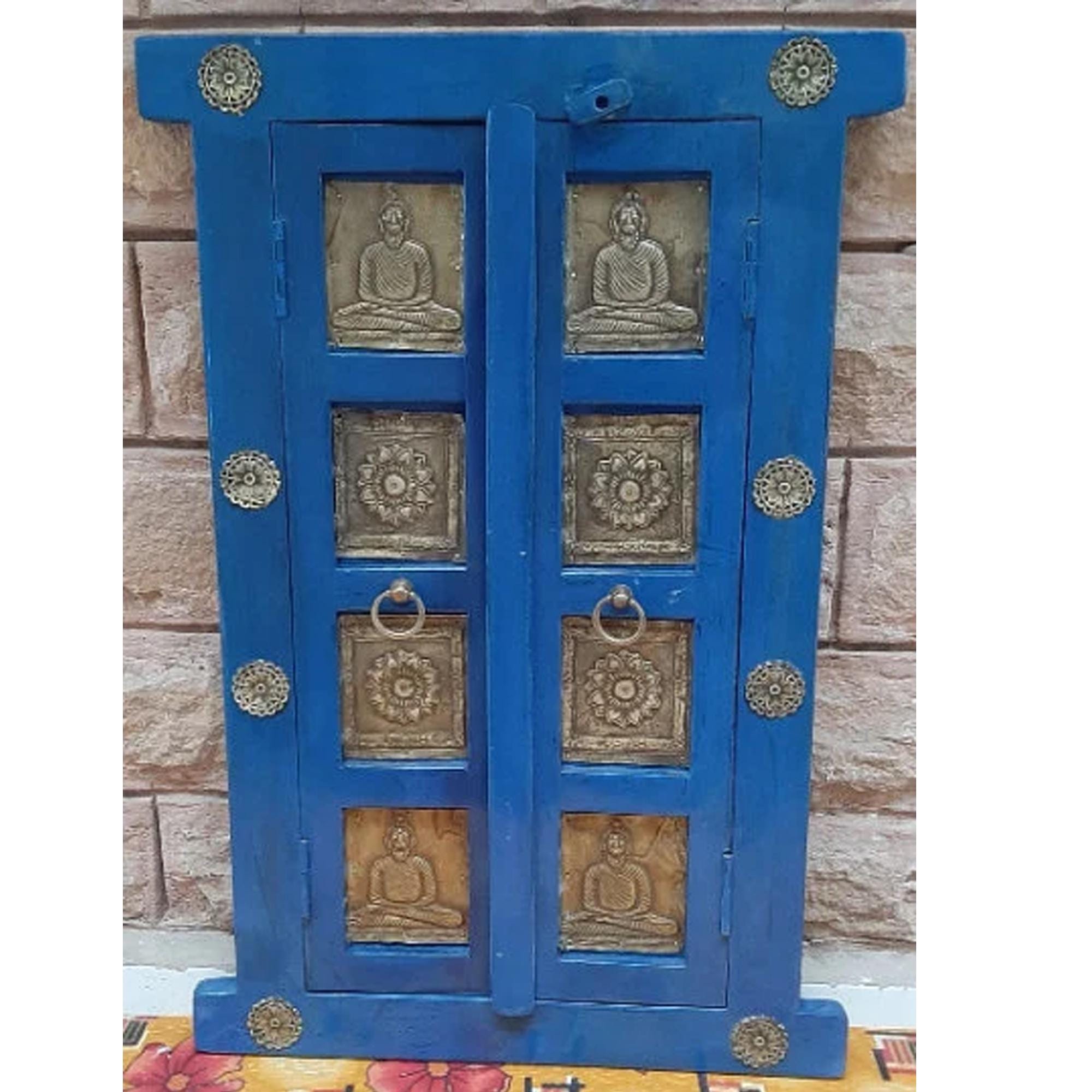 Hand Carved Jharokha Window: Indian Painted Wall Decor разноцветный
