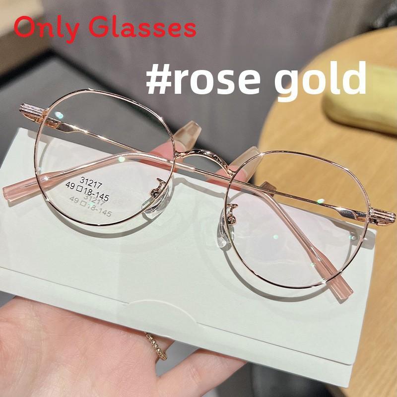 Vintage Round Eyeglass Frame With Blue Light Blocking Pc Lens For Artsy Men And Women