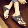 Fashion Cowhide Cork Slippers Women Summer Fashionable Beach Cork Sandals Couple Slippers Sandals Casual Flip Flops Flats Shoes