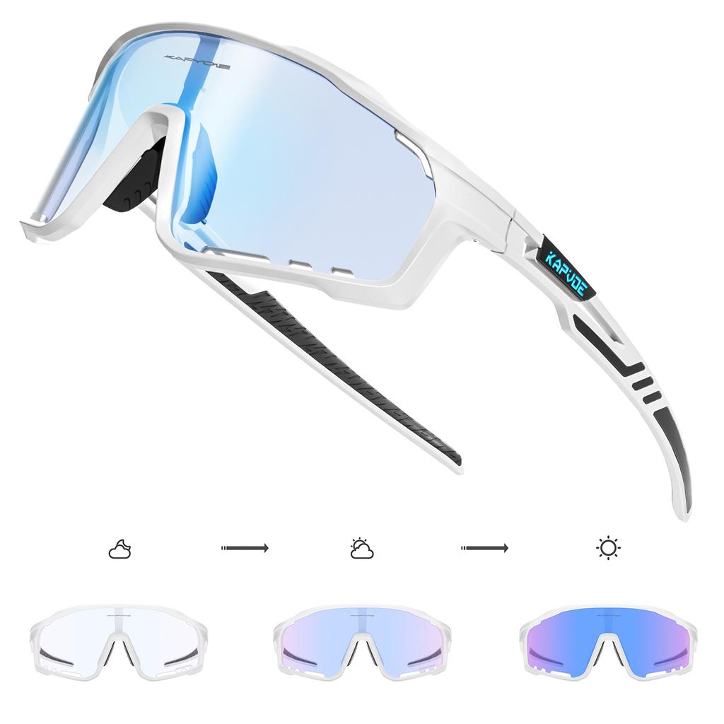 Kapvoe Color Photochromic Cycling Glasses MTB Sunglasses for Men Women Sport Speed Mountain Bike Bicycle Cycl Eyewear Goggle