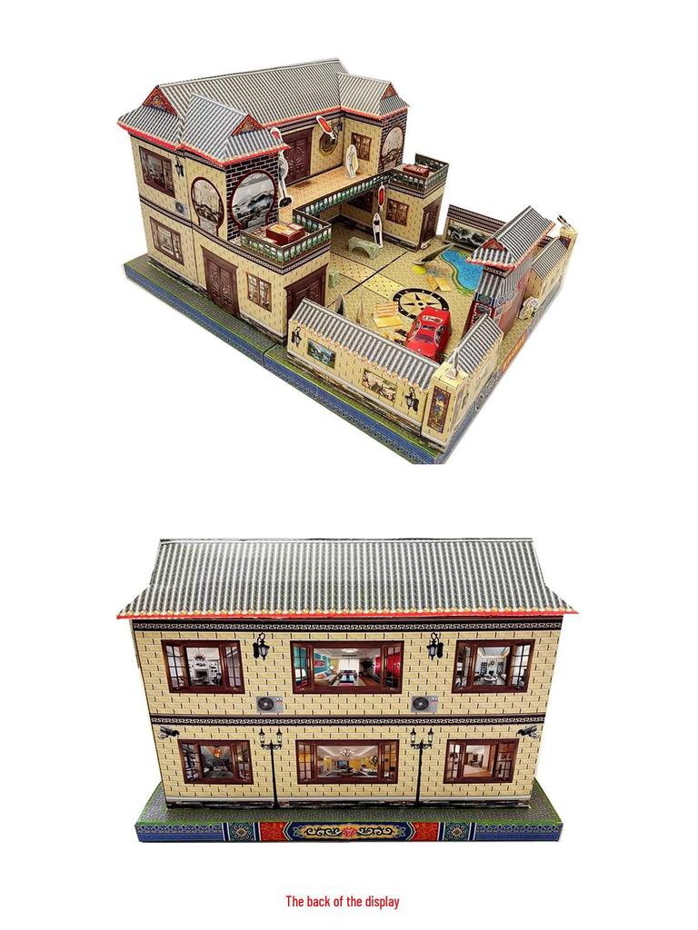 Sacrificial Supplies: Large Paper Villa for Ancestral Worship with Joss Paper