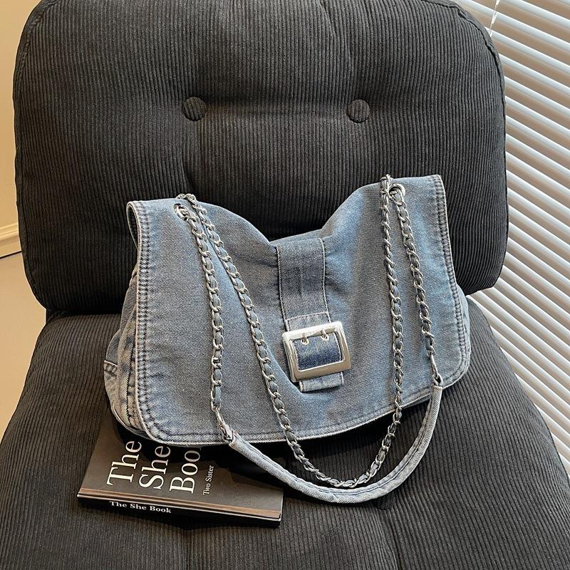 Women's Bag New Denim Fashion Chain Portable Messenger Bag Shoulder Armpit Bag